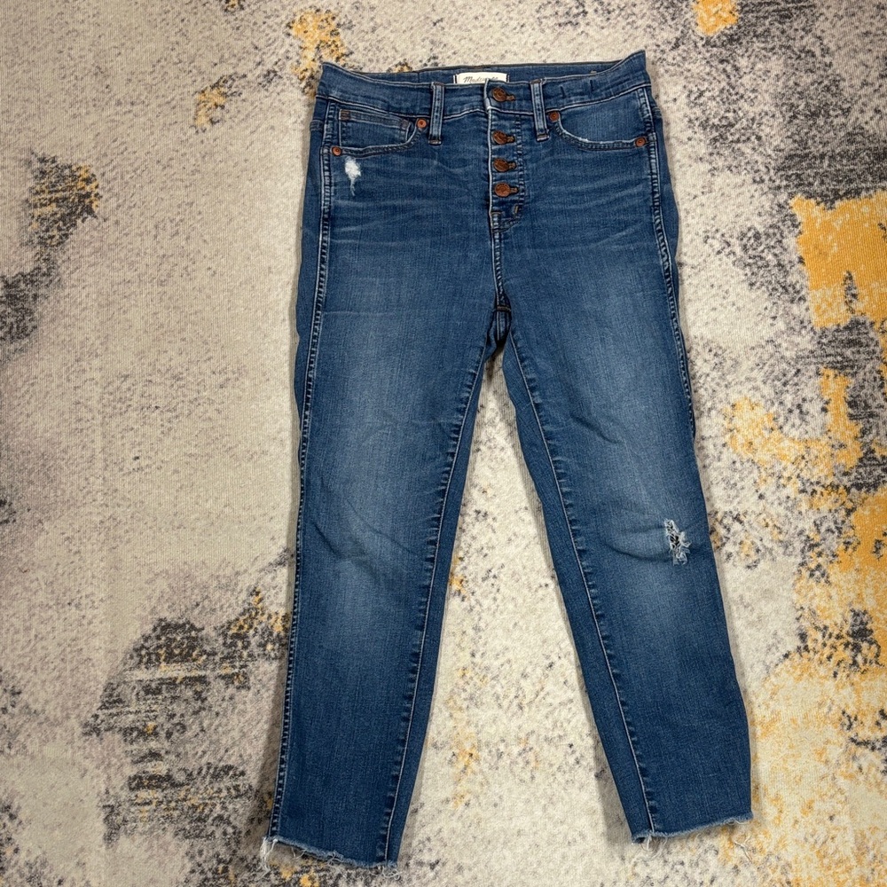 Madewell Mid-Blue Button-Fly Cropped Jeans